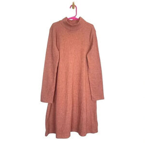 Old Navy Long Sleeve Knit Midi Dress Large 10 12 Pink Flowy Soft Ribbed NWT